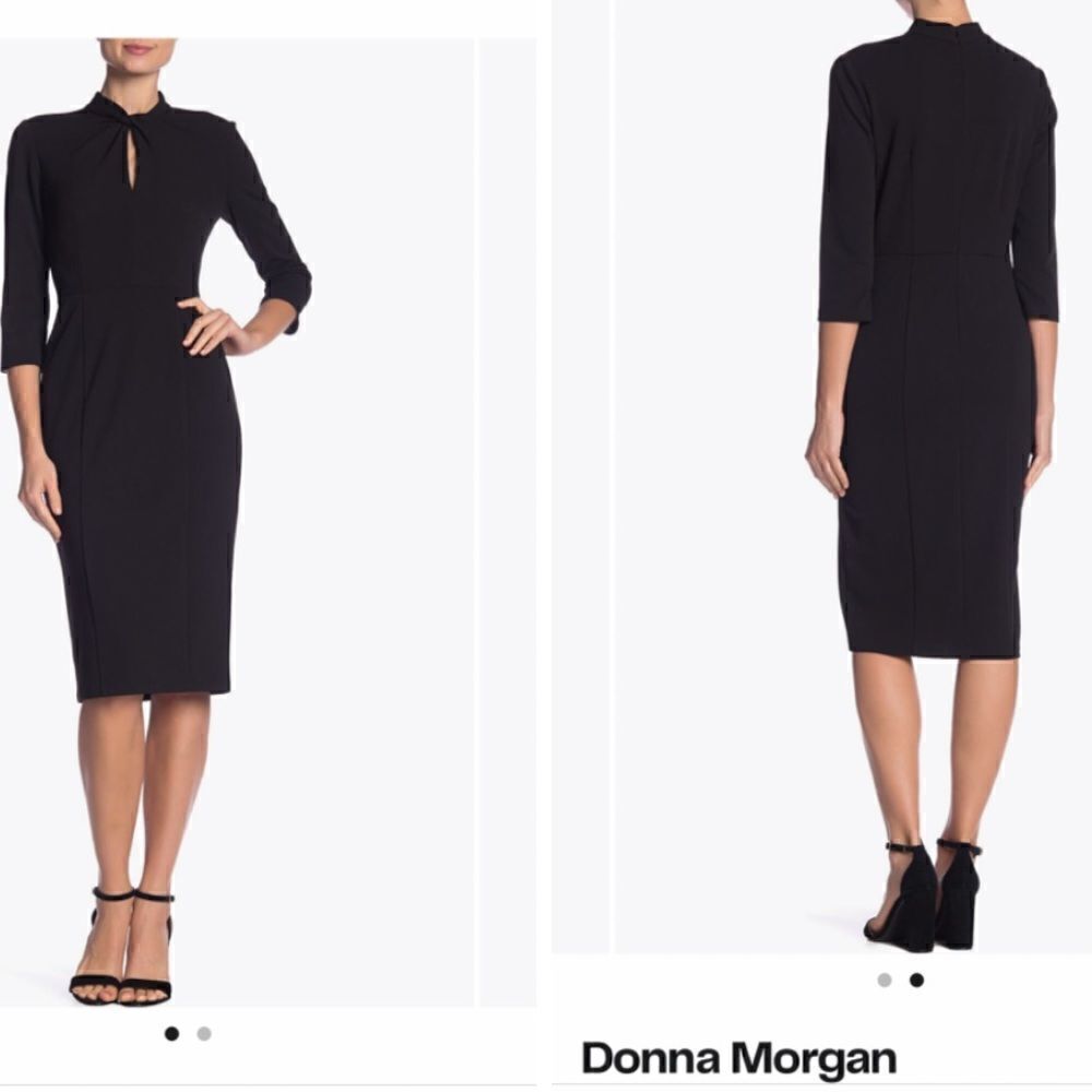 Donna Morgan Three Quarter Sleeve Sheath Dress Navy Blue Size 4, NWOT